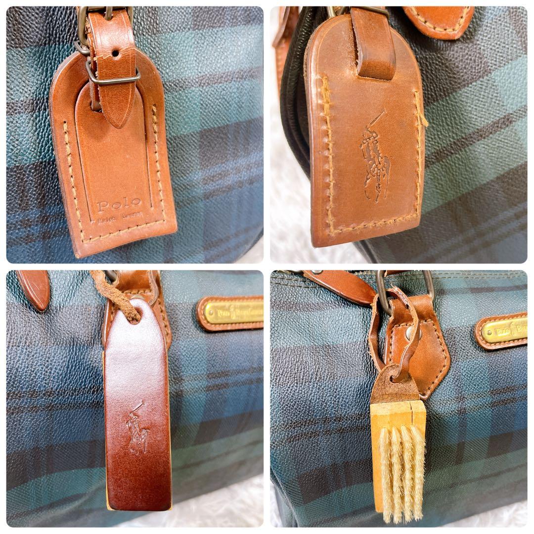 ☆美品☆【ポロラルフローレン】ミニボストン　バッグ　ブラックウォッチ　PVC