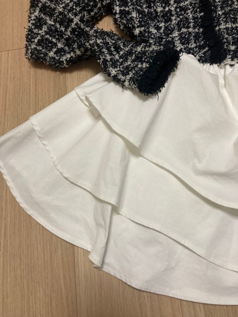 Darich ボリュームフリルツイードニットミニワンピース ブラック Ｆ