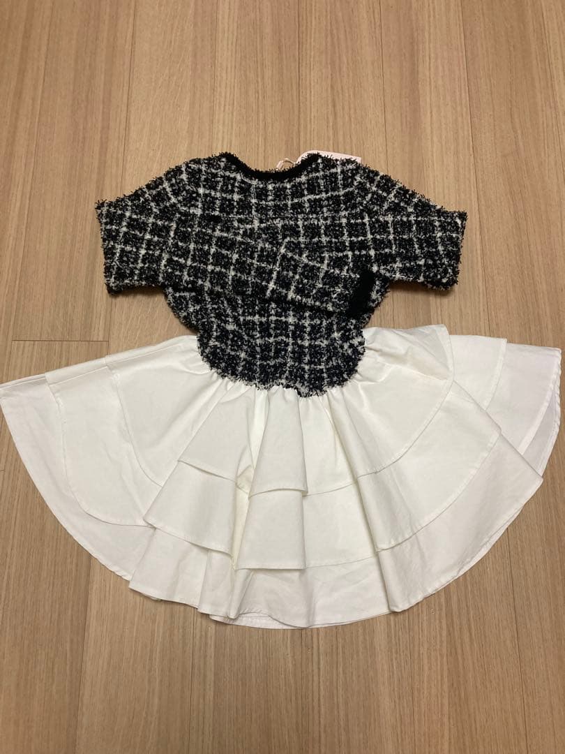 Darich ボリュームフリルツイードニットミニワンピース ブラック Ｆ