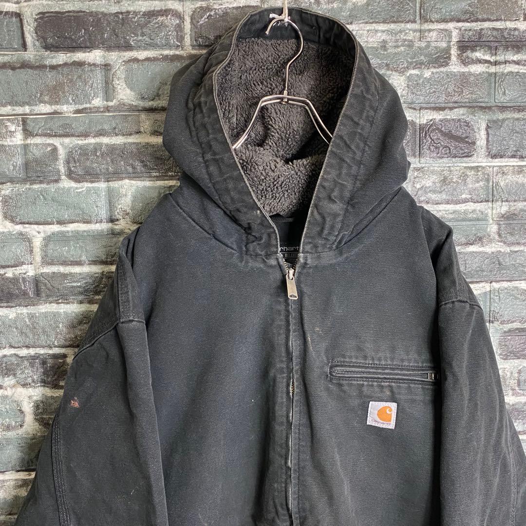 カーハート☆アクティブパーカー ブラック 黒 古着 アクティブジャケット ht6