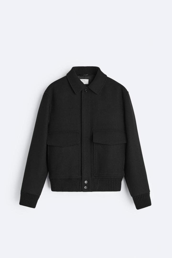 ZARA ORIGINS ポケット ウールブレンド ジャケット L ブラック