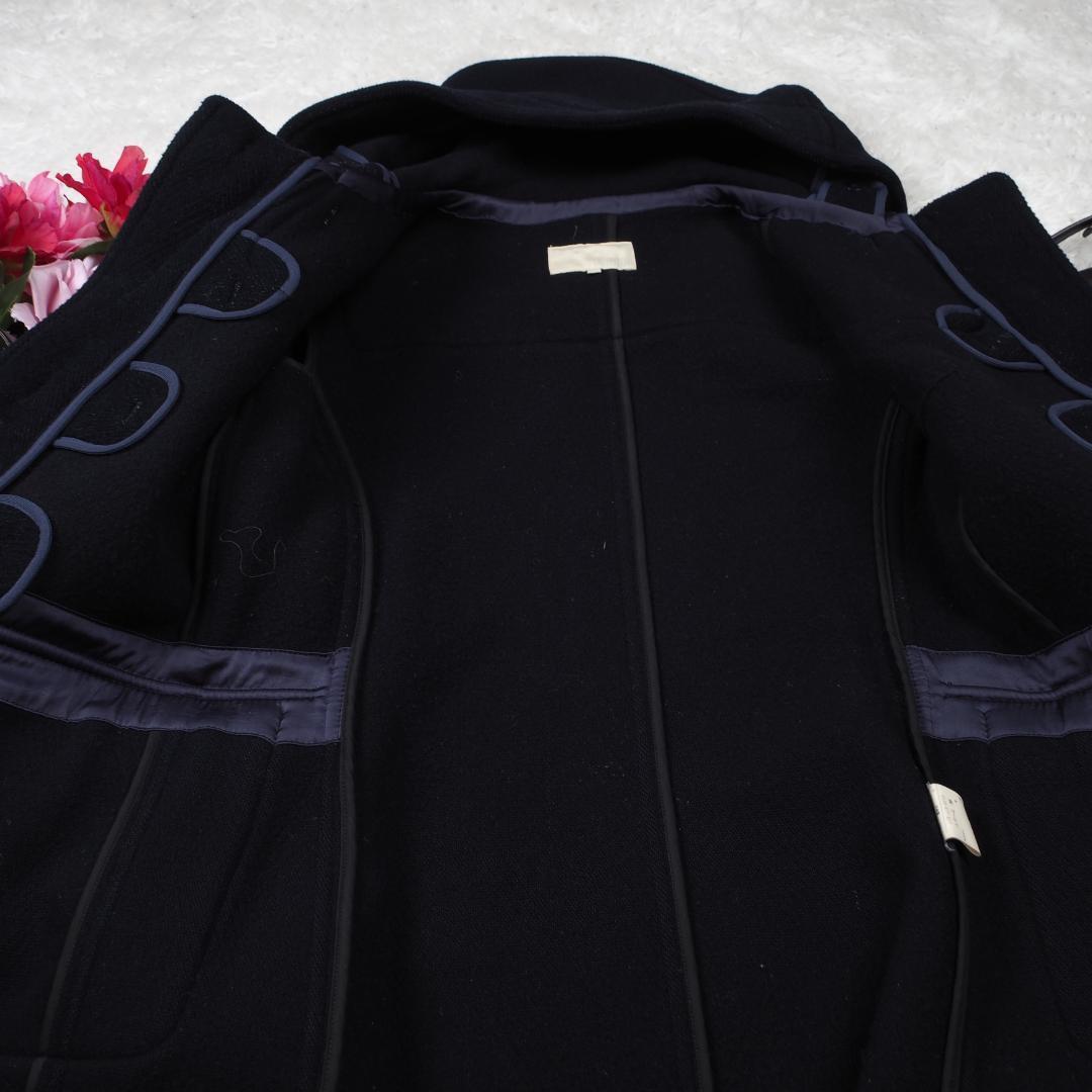 Y6284*UNTITLED アンタイトル☆ウール☆ダッフルコート☆紺ネイビー