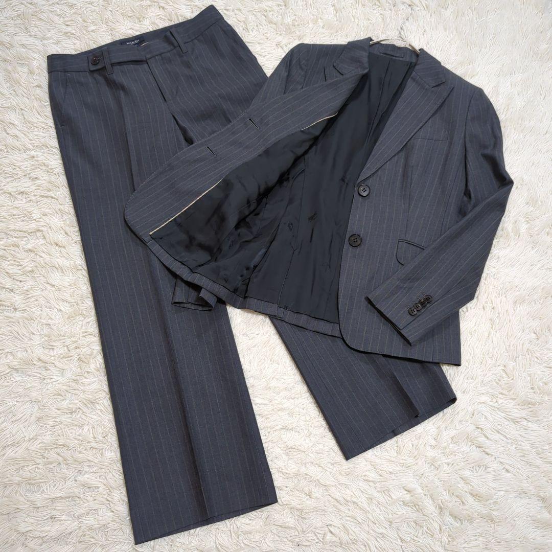 極美品 40 バーバリーロンドン パンツスーツ セットアップ 裏地ホースロゴ