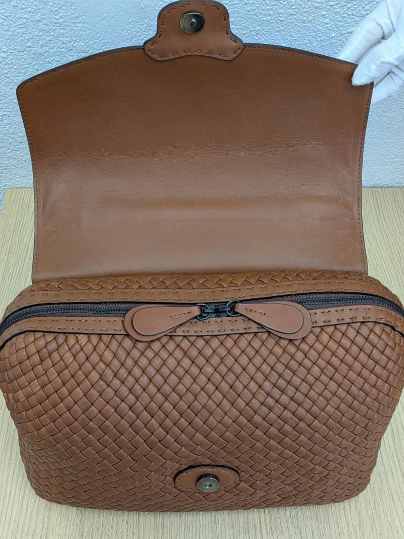 【未使用】FAROLNI ファロルニ イントレチャートレザー トート バッグ 茶