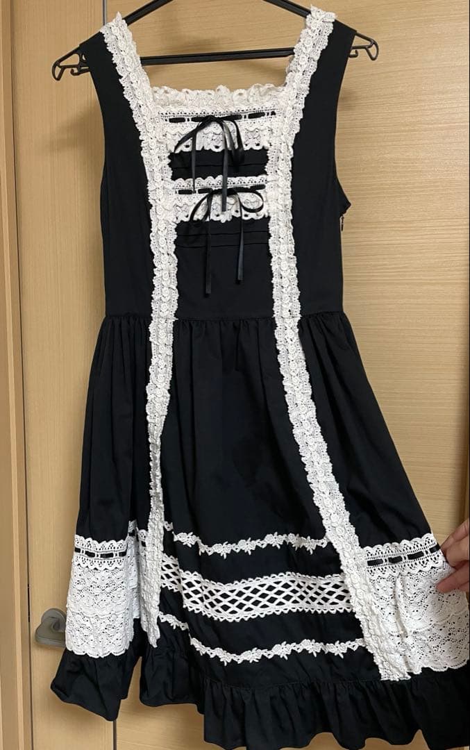 レースフリルジャンパースカート黒白 BABY