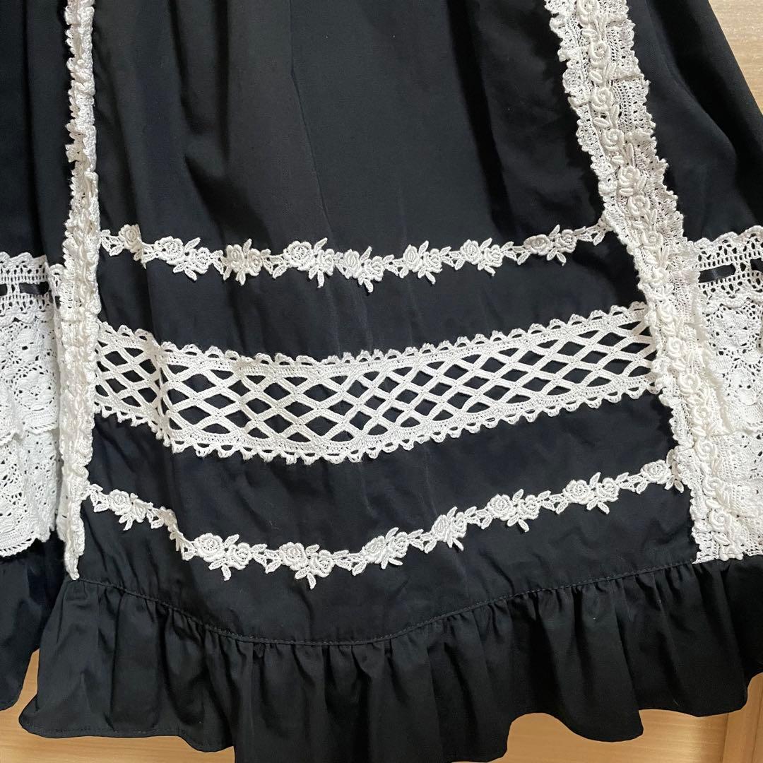 レースフリルジャンパースカート黒白 BABY
