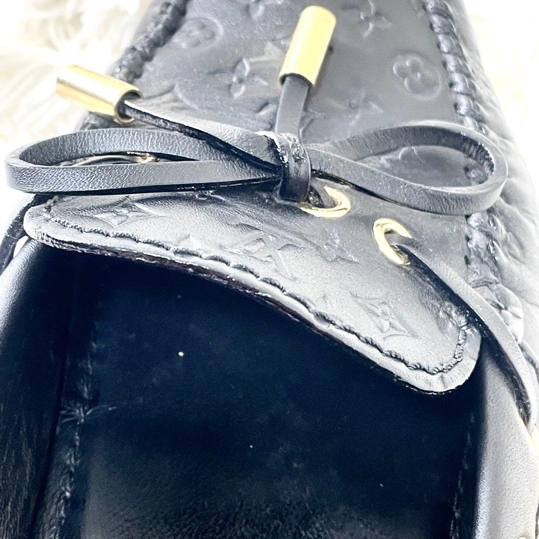 ルイヴィトン　ローファー　革靴　フラットシューズ　ブラック　黒　レザー