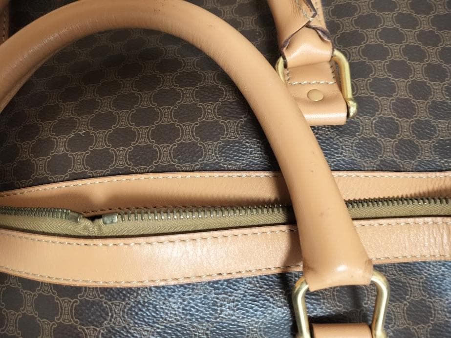 CELINE　ボストンバッグ マカダム PVC ブラウン 総柄 トリオンフ ロゴ