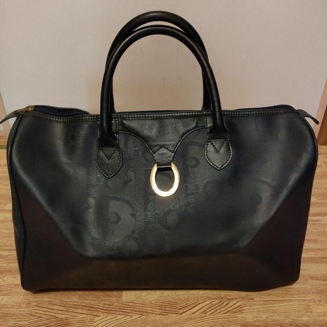 クリスチャン・ディオール　 ロゴ入り ボストンバッグ　ネイビー