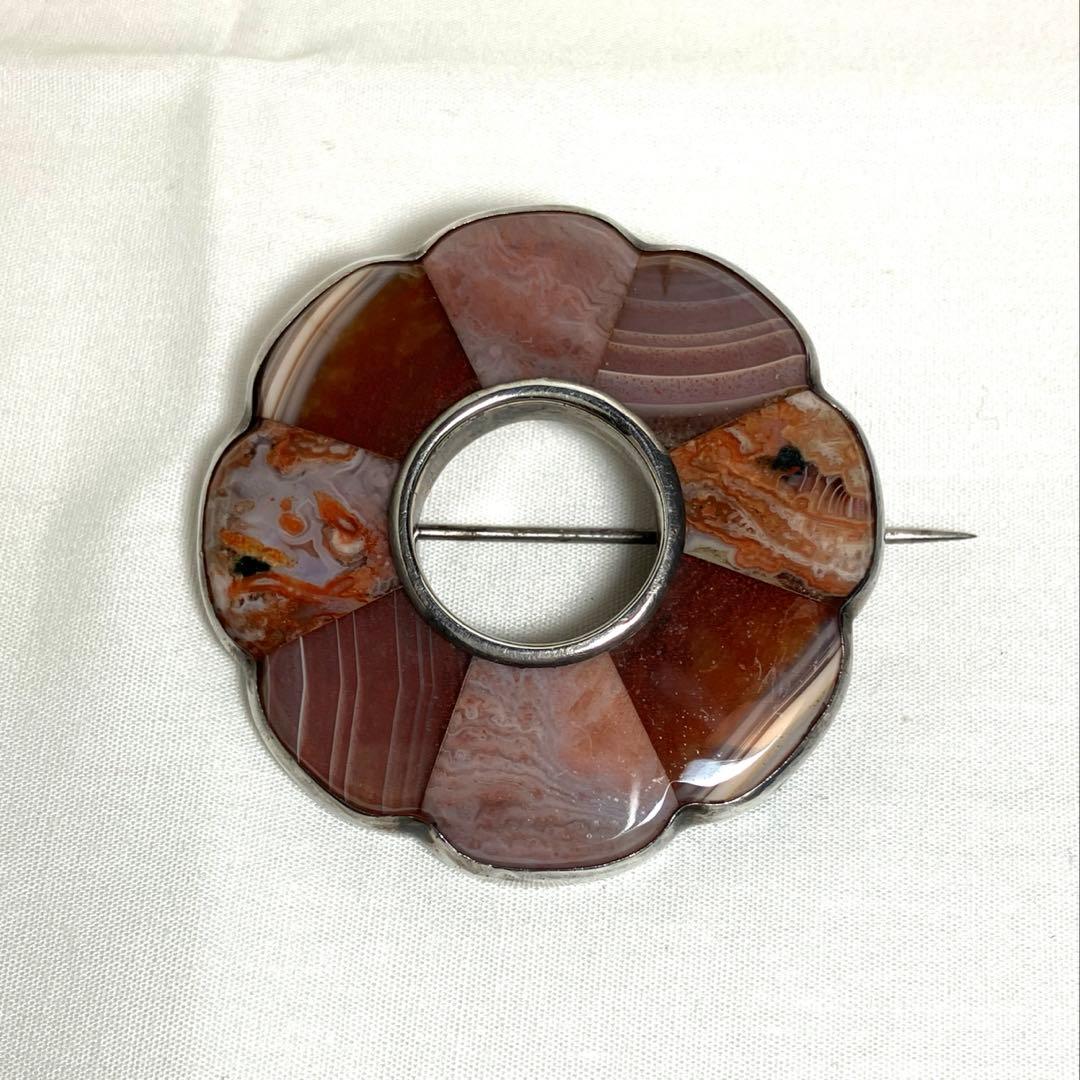 英国アンティーク アゲートブローチ スコティッシュ