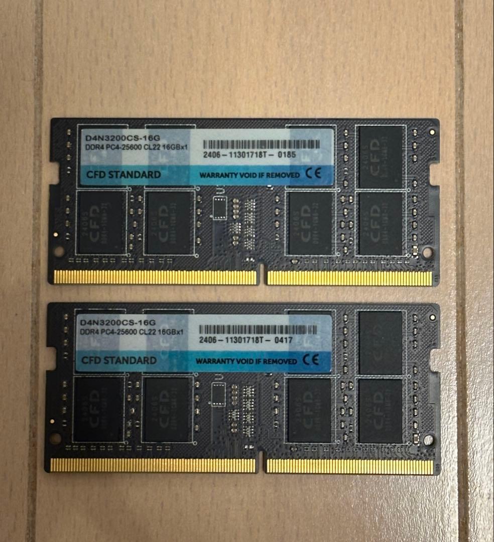 CFD DDR4 3200MHz 16GB メモリー2枚　合計32GB