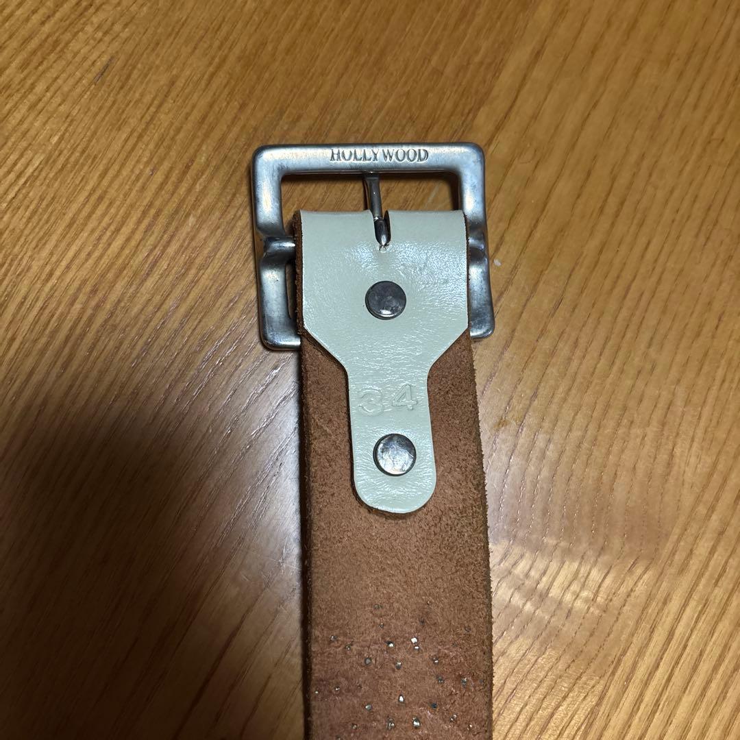 希少 HTC スタッズ レザーベルト 本革　ピーナッツ型　スタッズ　34