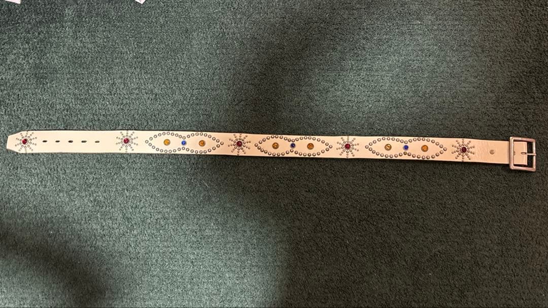 希少 HTC スタッズ レザーベルト 本革　ピーナッツ型　スタッズ　34