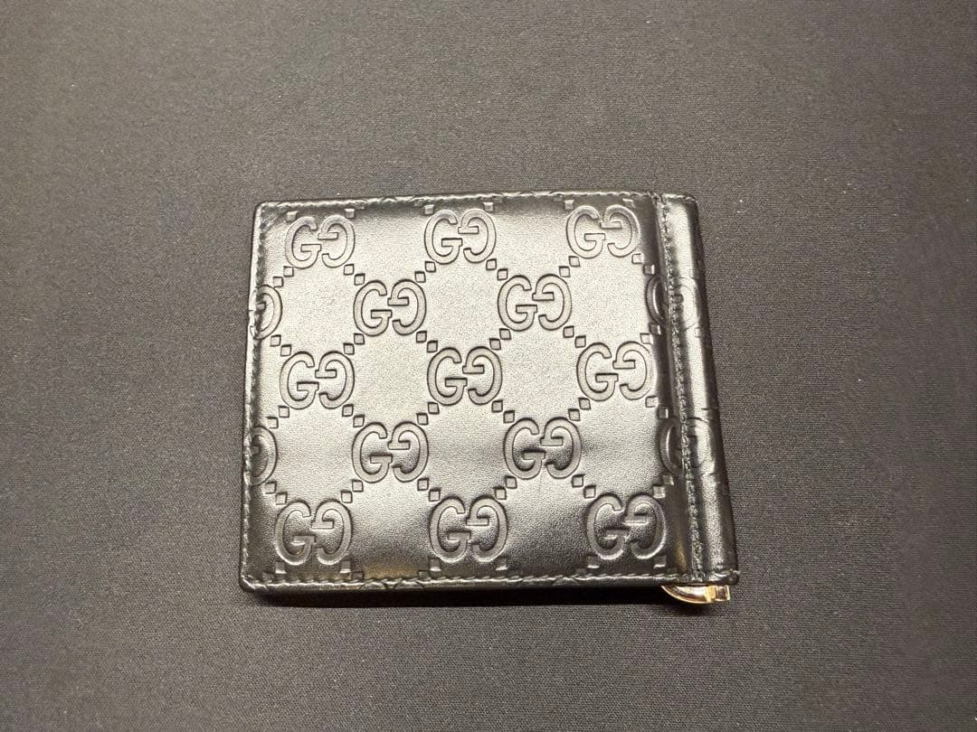 BOY　GUCCI ブラック レザー マネークリップ