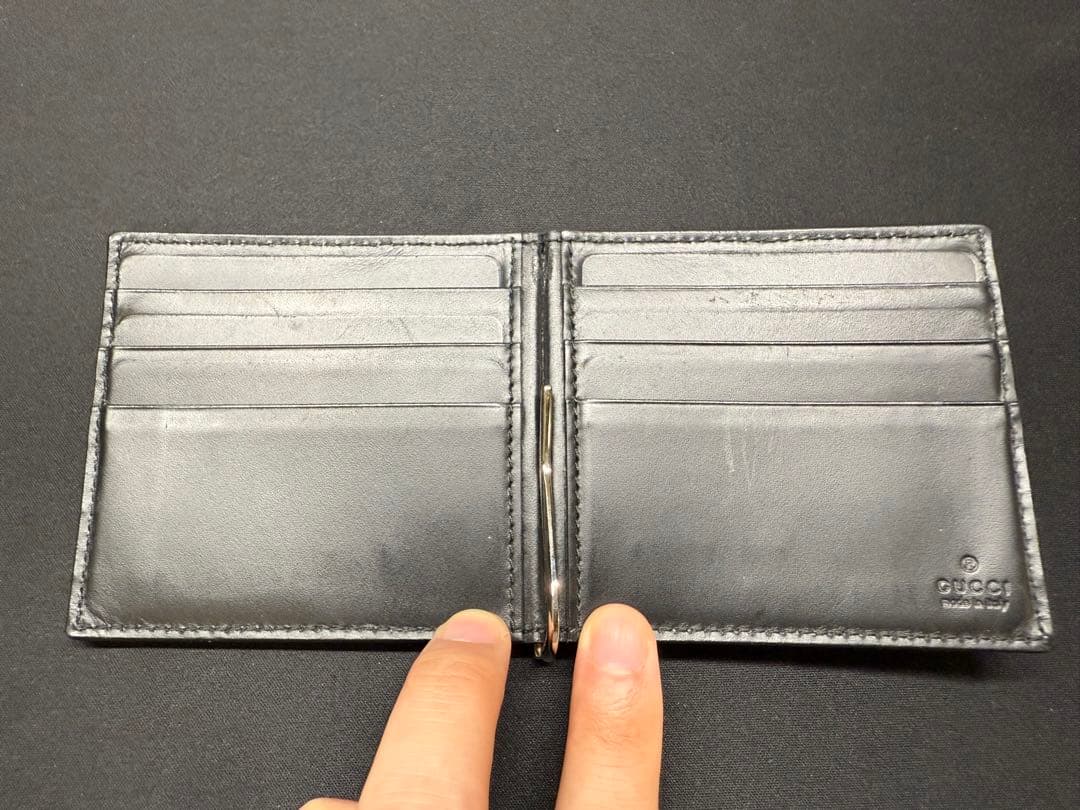 BOY　GUCCI ブラック レザー マネークリップ