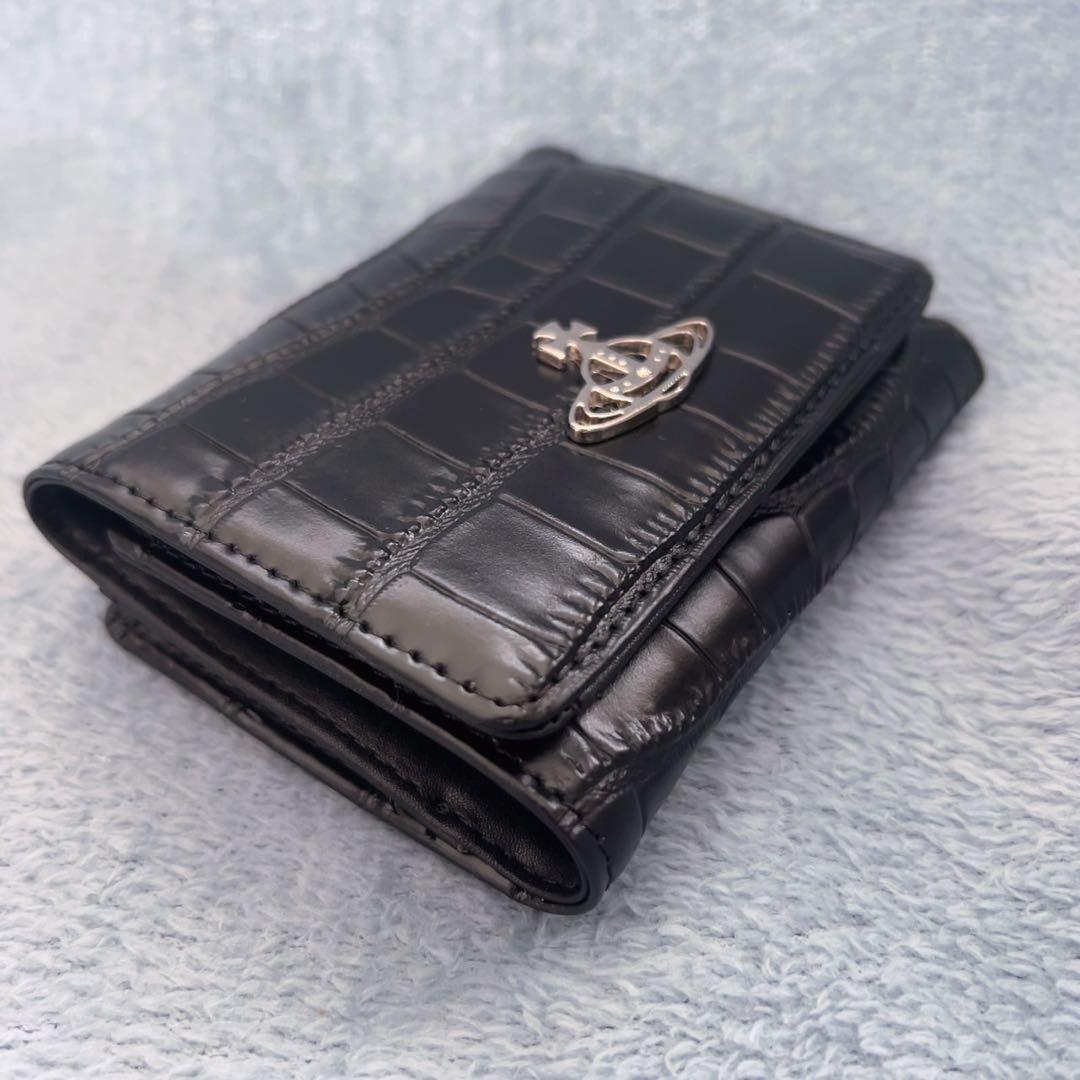 Vivienne Westwood黒 クロコダイル風 三つ折り財布