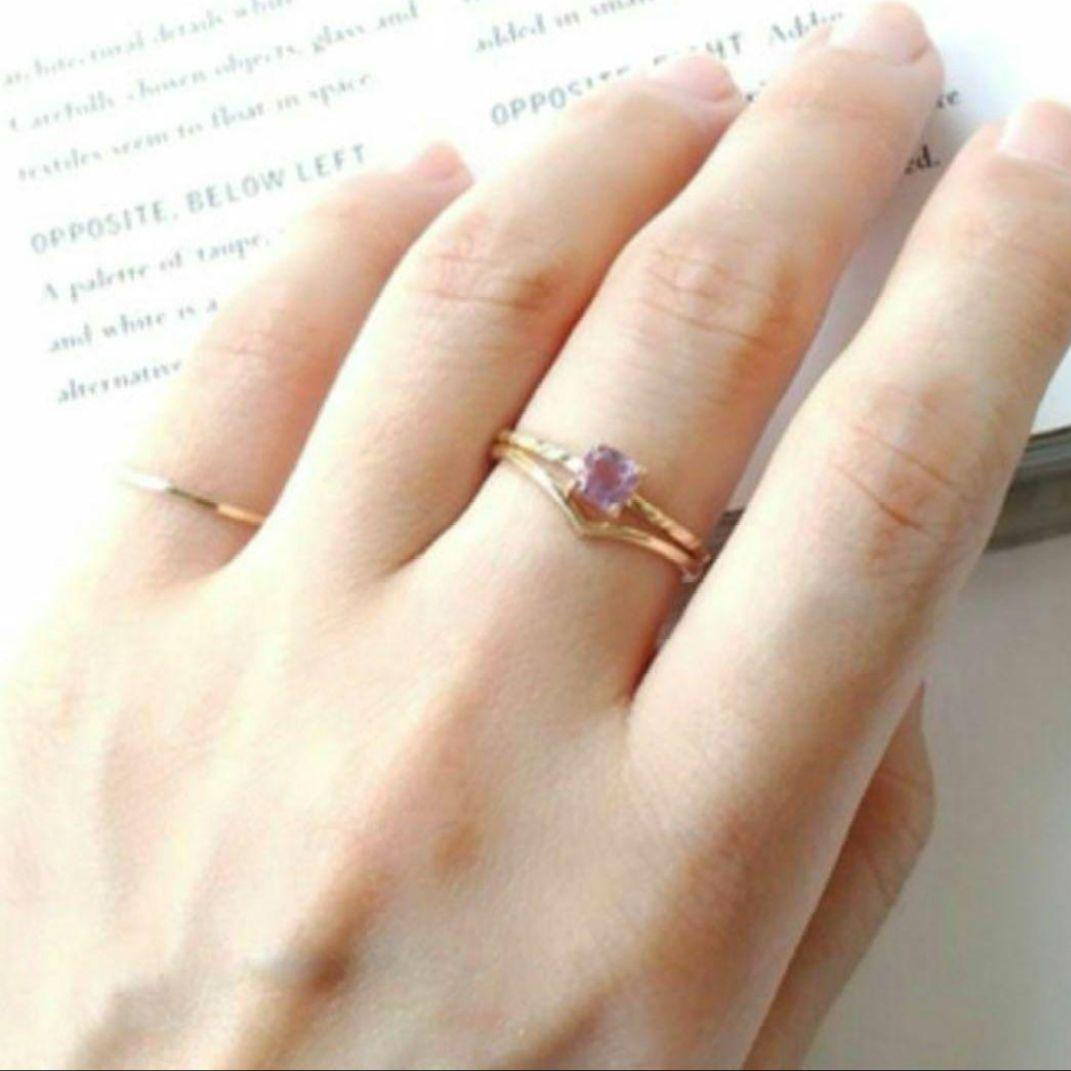 美品【ノワールドプーペ】アメジスト K10 スクエアリング 9号 アガット好きな