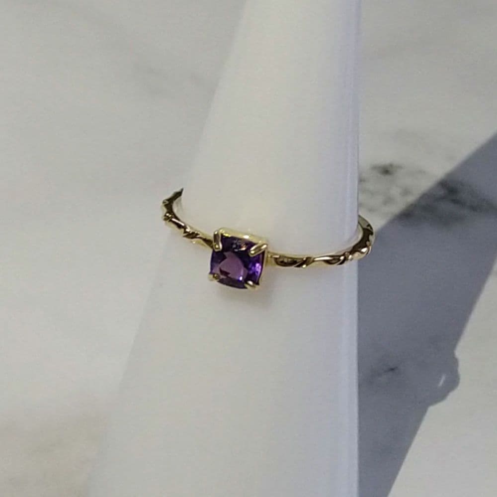 美品【ノワールドプーペ】アメジスト K10 スクエアリング 9号 アガット好きな