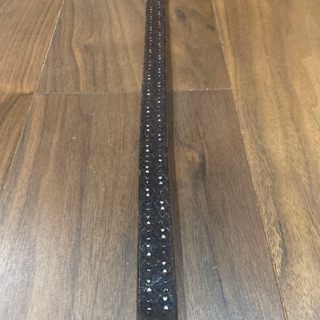 希少配色 HTC ピラミッドスタッズ シルバー&ブラック ナローベルト 34