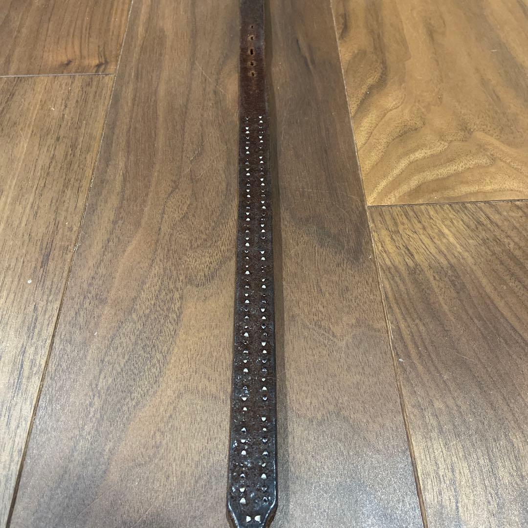 希少配色 HTC ピラミッドスタッズ シルバー&ブラック ナローベルト 34