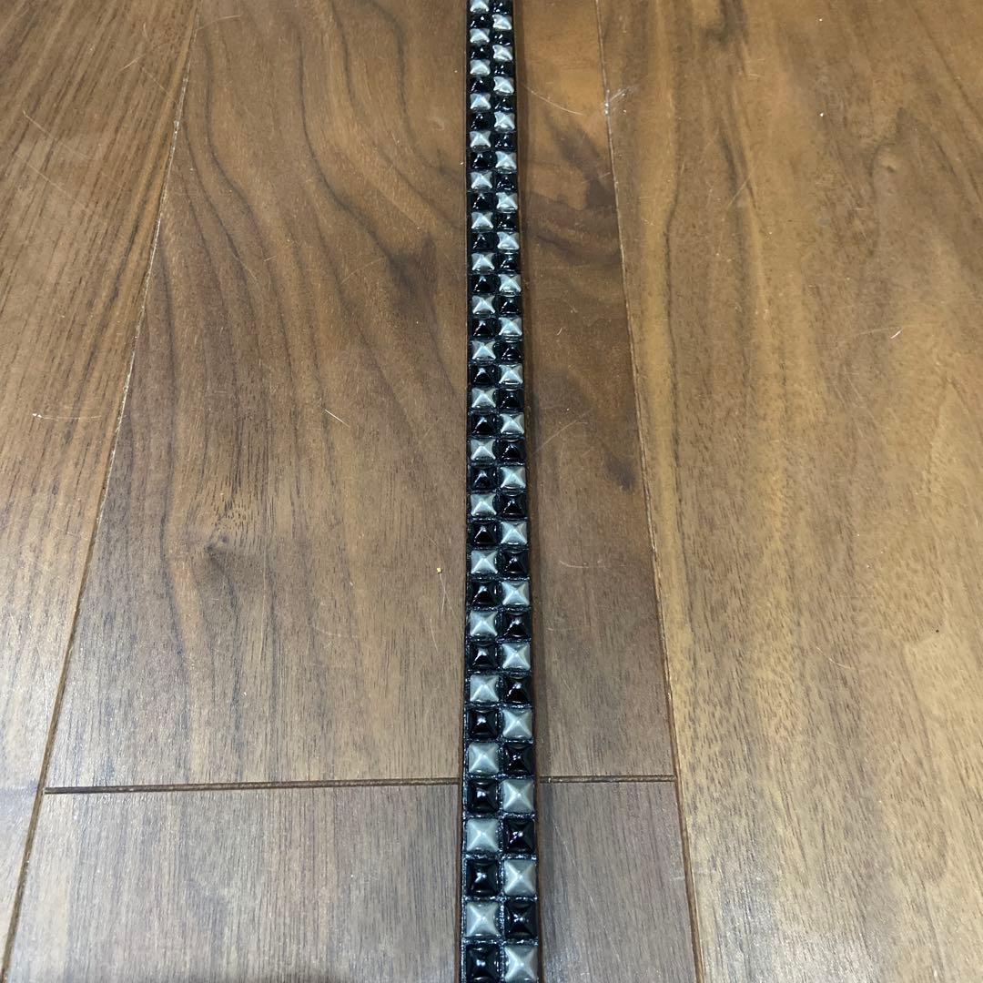 希少配色 HTC ピラミッドスタッズ シルバー&ブラック ナローベルト 34