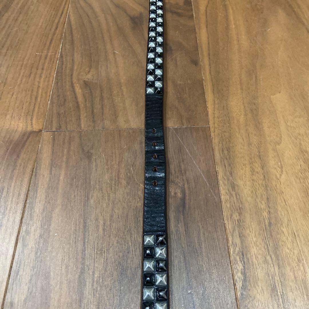 希少配色 HTC ピラミッドスタッズ シルバー&ブラック ナローベルト 34