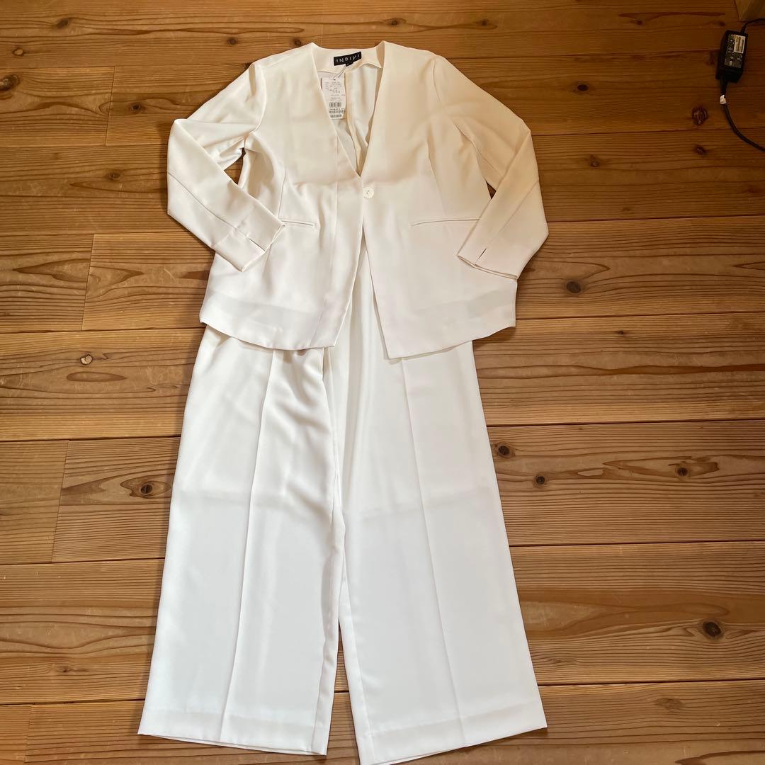 新品未使用品【INDIVI】ジャケット＋ワイドパンツ S　 白　ホワイト