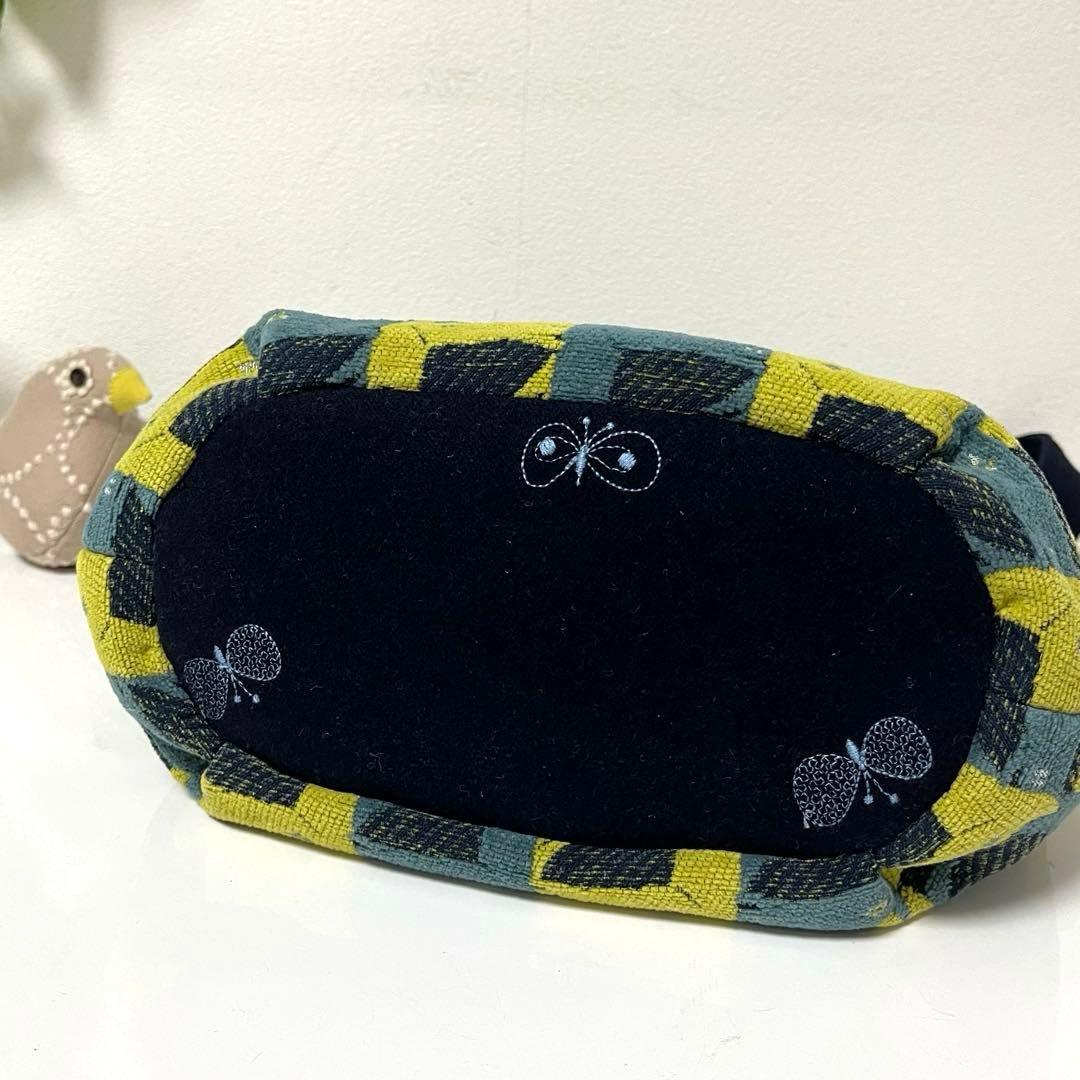 ミナペルホネン　ハンドメイドバッグ　楕円底タック入りショルダーバッグ