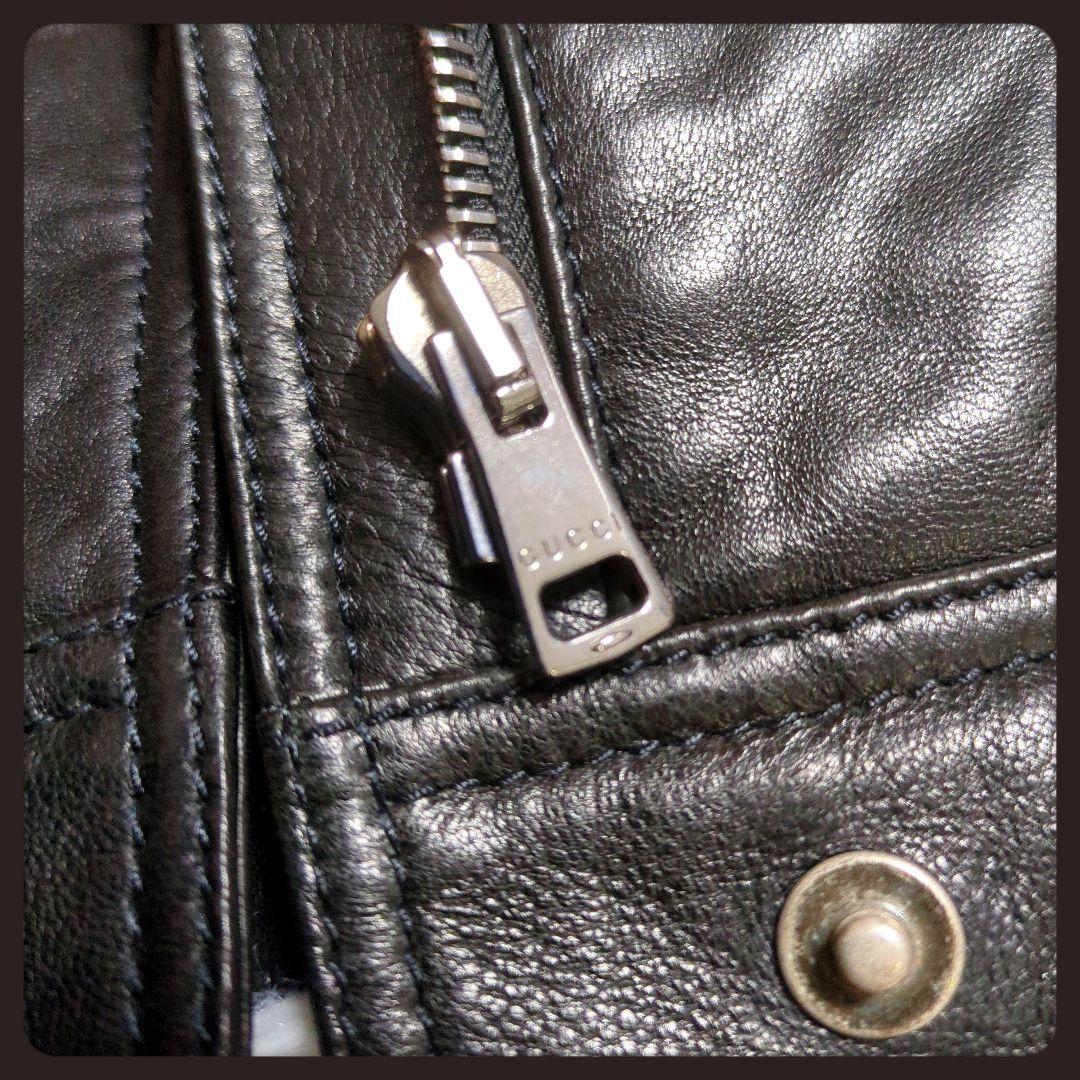 【入手困難・美品】グッチ☆レザージャケット ラムレザー LL ブラック×レッド