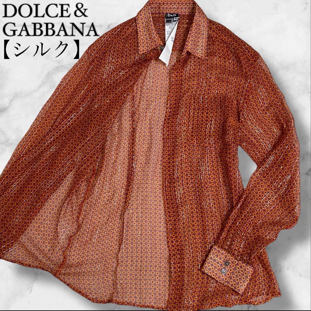 ドルチェ＆ガッバーナ シャツ ラメ オレンジ Lサイズ相当 メンズ
