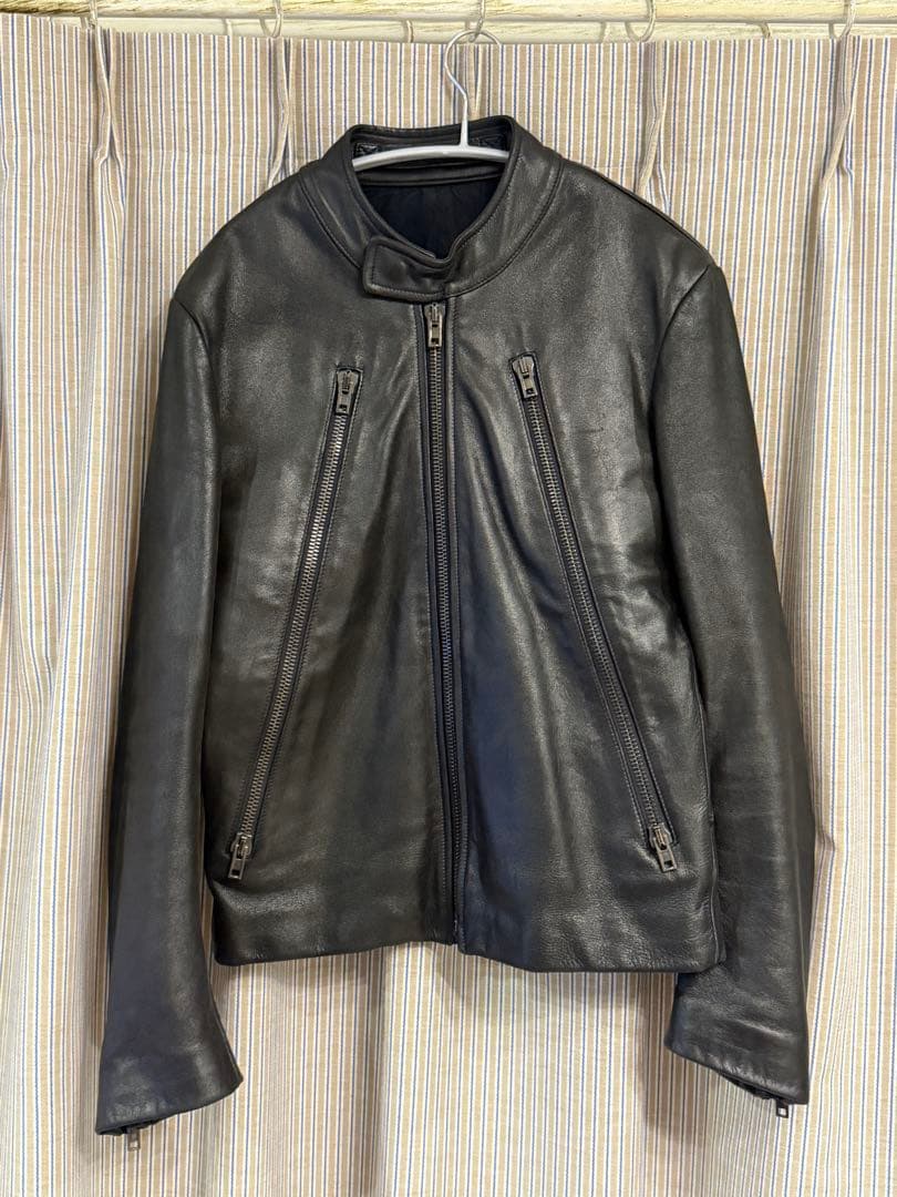 マルジェラ　八の字レザーライダース　44 ブラック