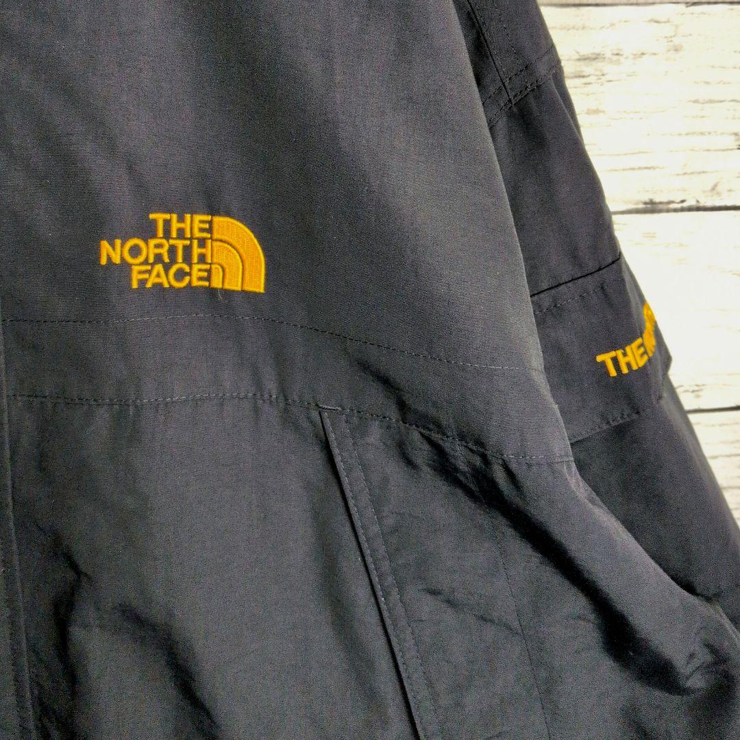 ノースフェイス マウンテンパーカー 刺繍ロゴ 韓国限定 古着 ブラック×パープル