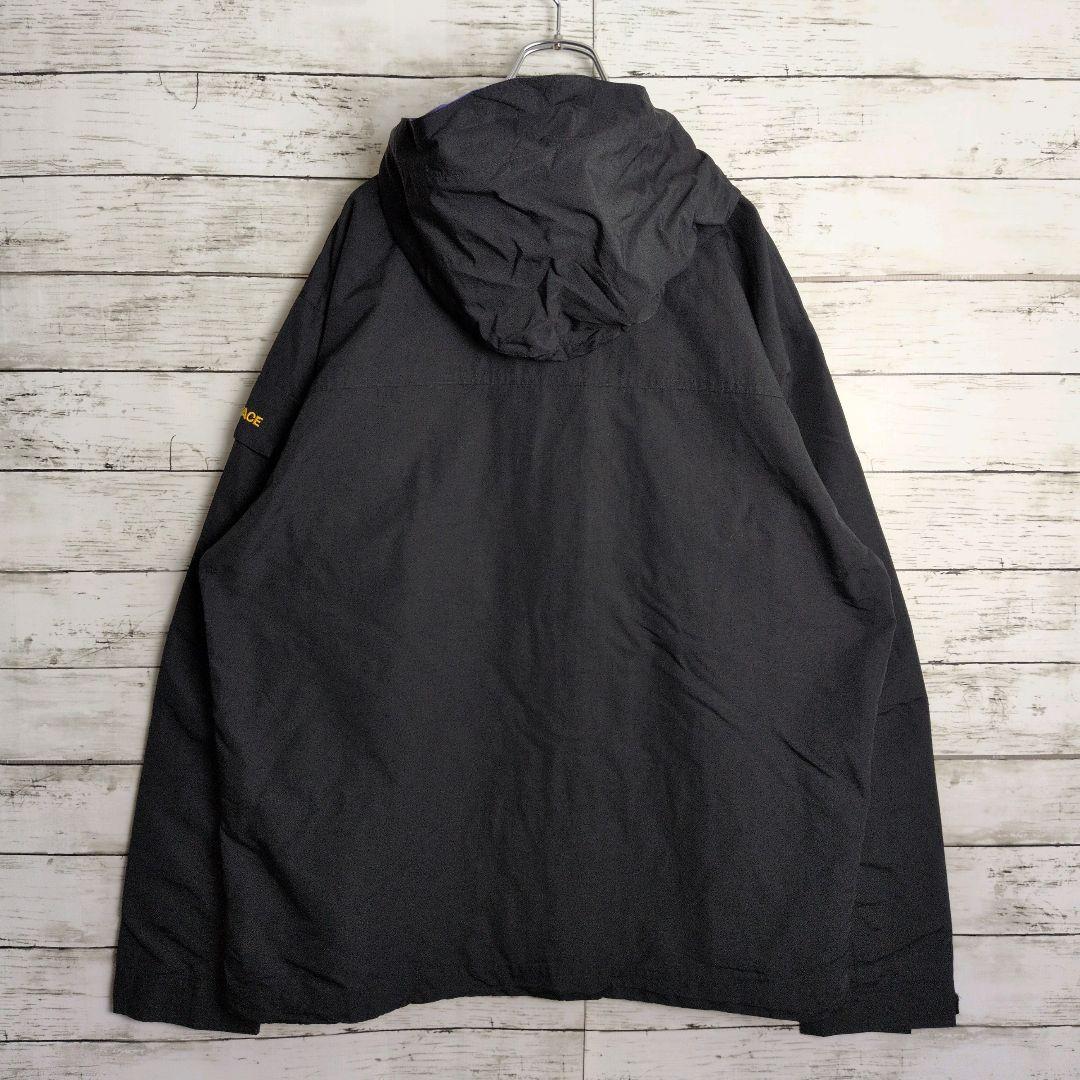 ノースフェイス マウンテンパーカー 刺繍ロゴ 韓国限定 古着 ブラック×パープル