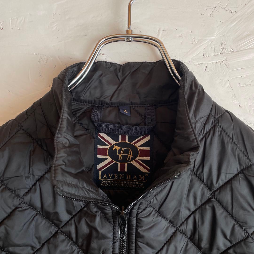 イギリス製【LAVENHAM】キルティング中綿ベスト　ダウンベスト　黒　S