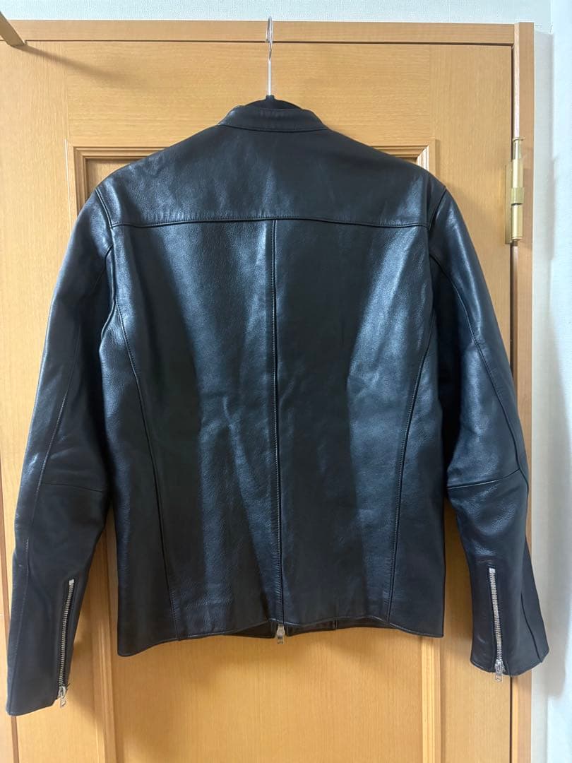 【本革】LIDNM 黒レザーシングルライダースジャケット　Lサイズ