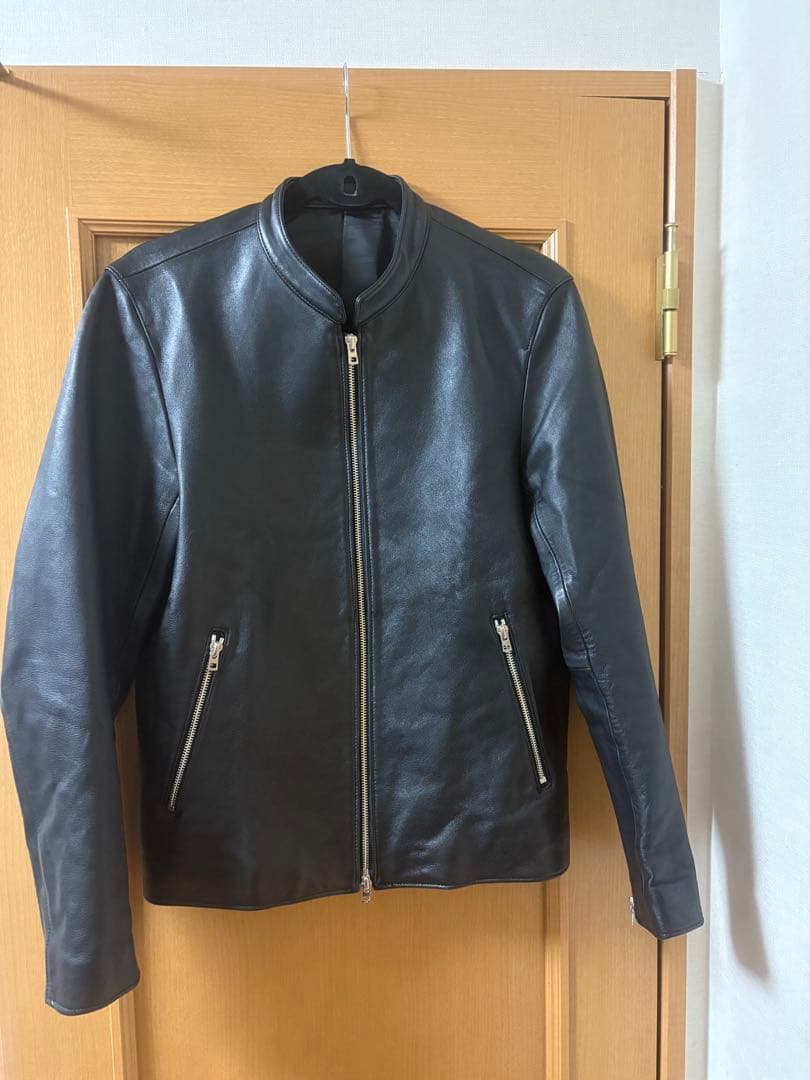 【本革】LIDNM 黒レザーシングルライダースジャケット　Lサイズ