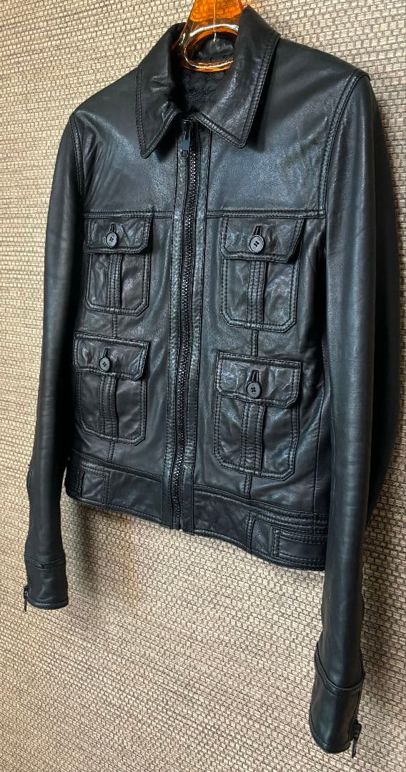 【訳あり】 スタッドオム レザージャケット ライダース 4ポケット ジップアップ