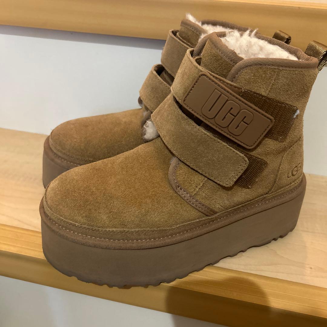 み*ゆ様 UGG 厚底 ムートンブーツ 23cm ベルクロ ボア