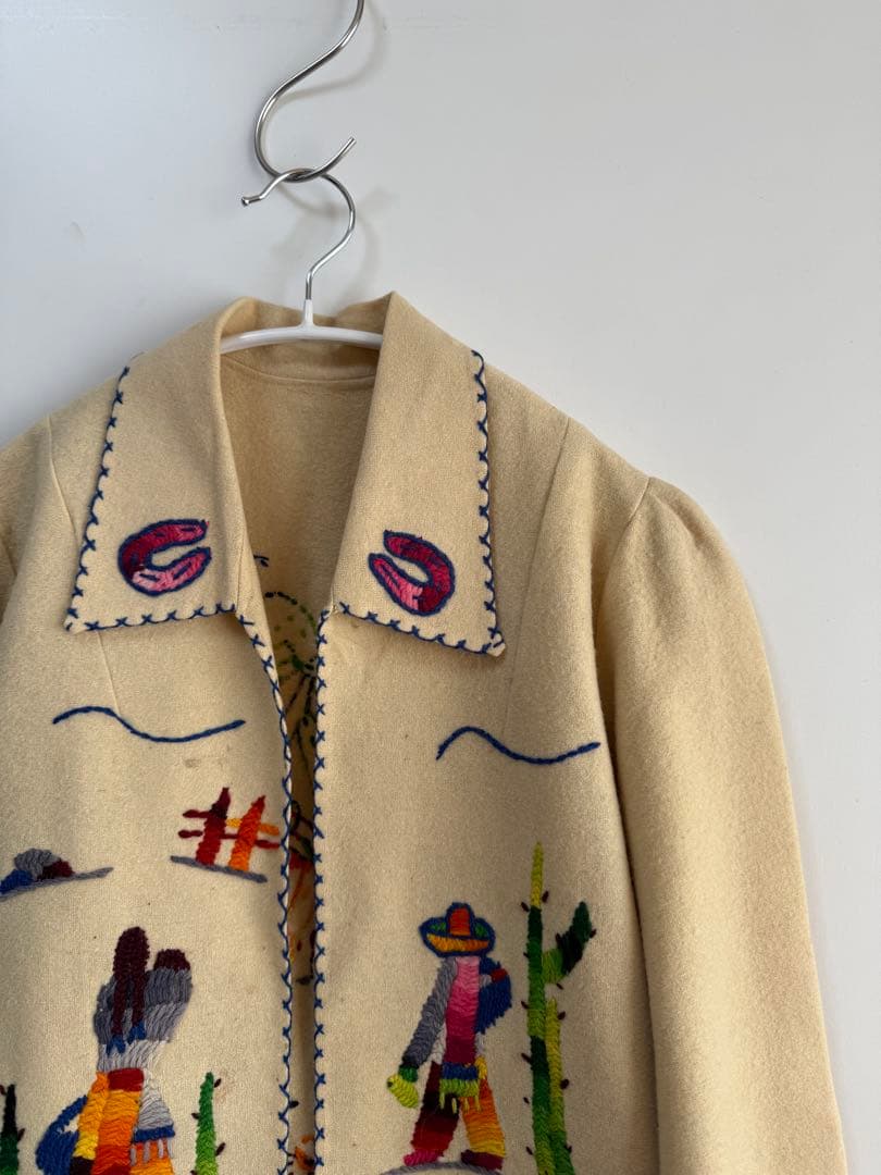 50s 60s 刺繍 メキシカンジャケット クリーム hooked toro