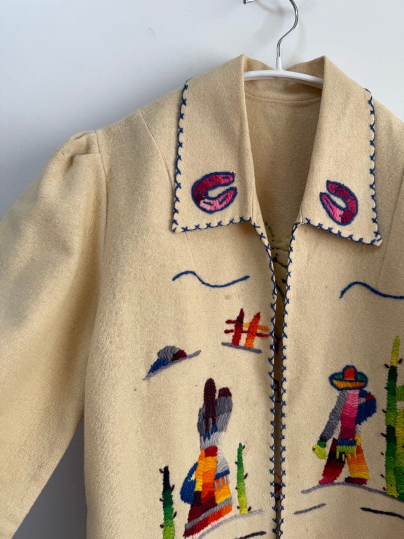 50s 60s 刺繍 メキシカンジャケット クリーム hooked toro