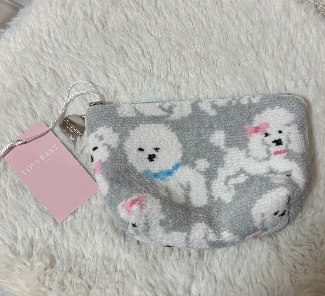 ラブラリーバイフェイラー　モフモフワンチャン　L字ポーチ　舟形ポーチS
