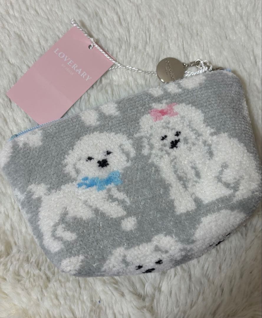 ラブラリーバイフェイラー　モフモフワンチャン　L字ポーチ　舟形ポーチS