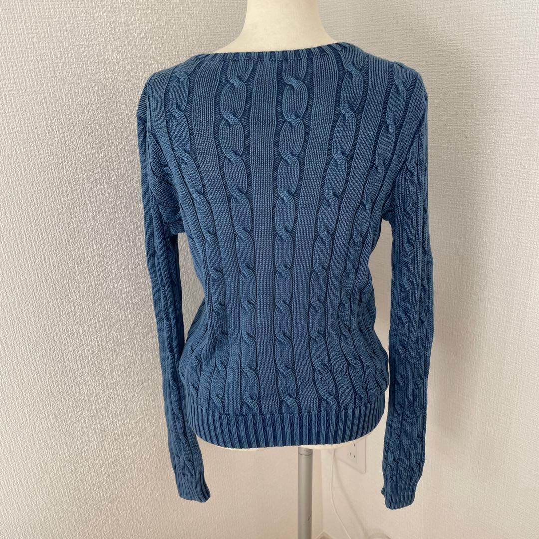 新品未使用POLO RALPHLAUREN デニムブルーケーブル編み長袖ニット
