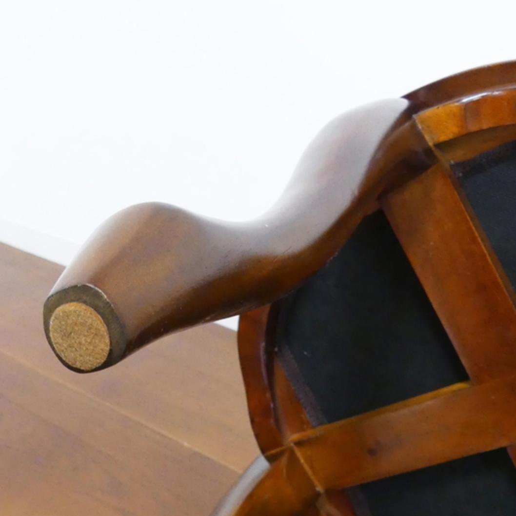 ヨーロピアン 背付き360度回転式ラウンドチェア ブラウン