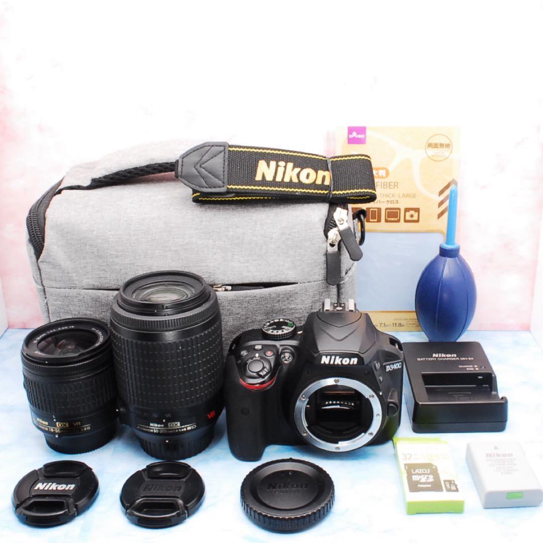 ニコン D3400★豪華Wレンズ★一眼レフカメラ★スマホ転送OK★バッグ付