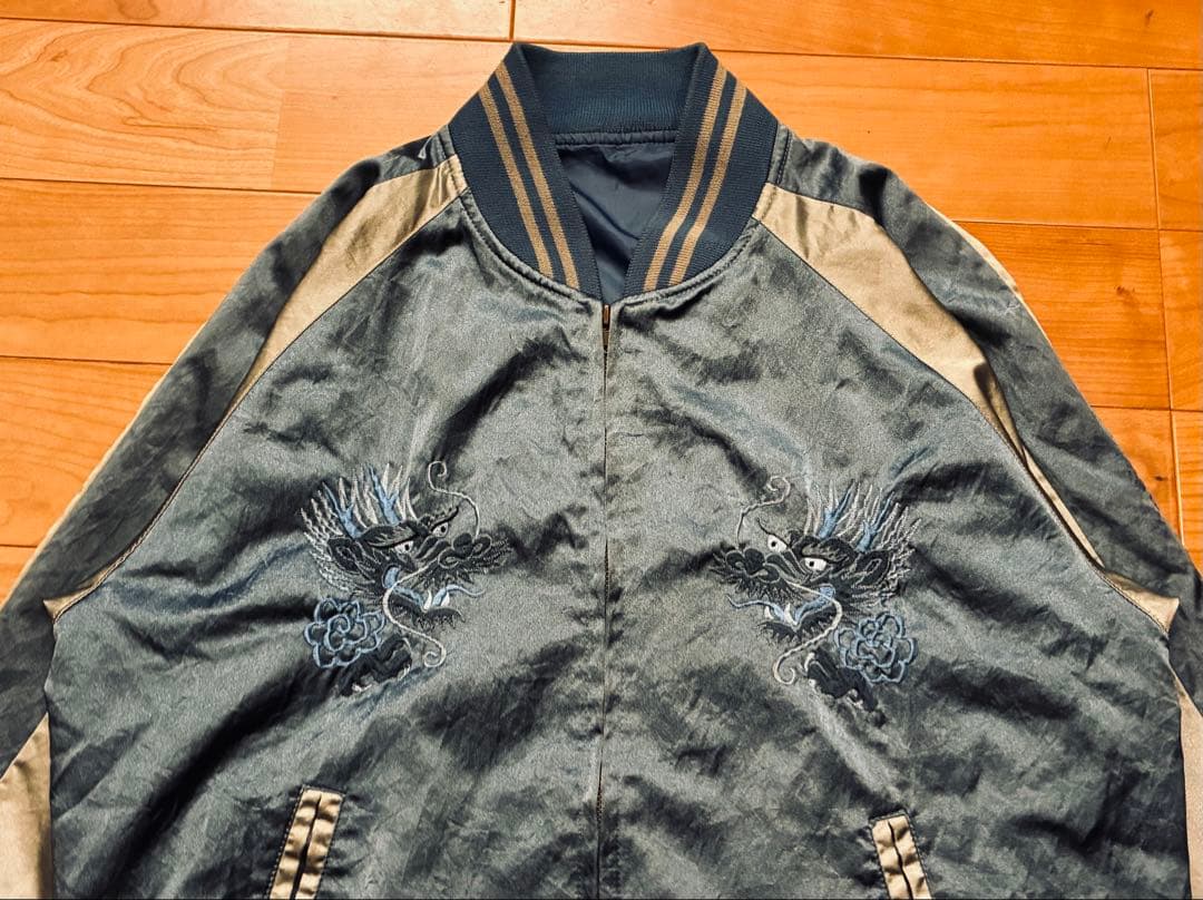 希少　入手困難　YAMA50 ヤマコ　スカジャン　竜　ドラゴン　富士山　青　M