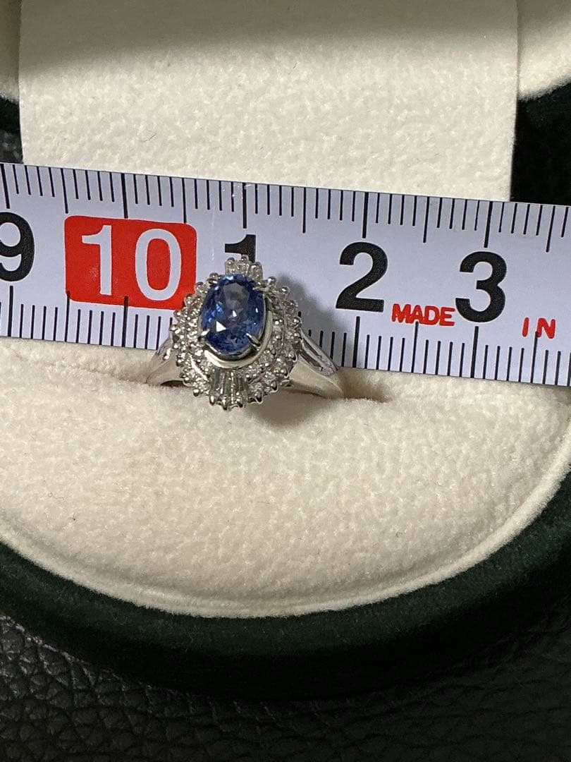 703本物保証PT900 サファイア1.18ct ダイヤ0.35ctリング