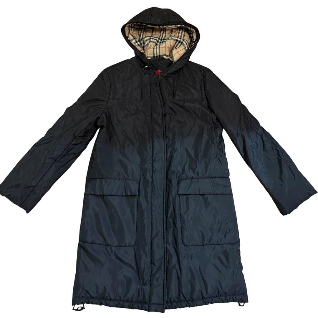 BURBERRY レディース フード付きロングダウンコート（ブラック） 美品