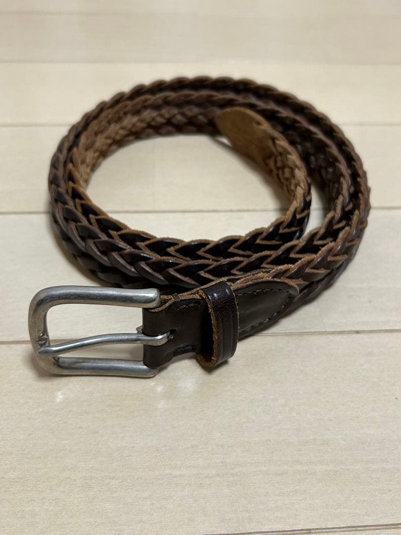 Whitehouse Cox レザーメッシュベルト ダークブラウン　34/85