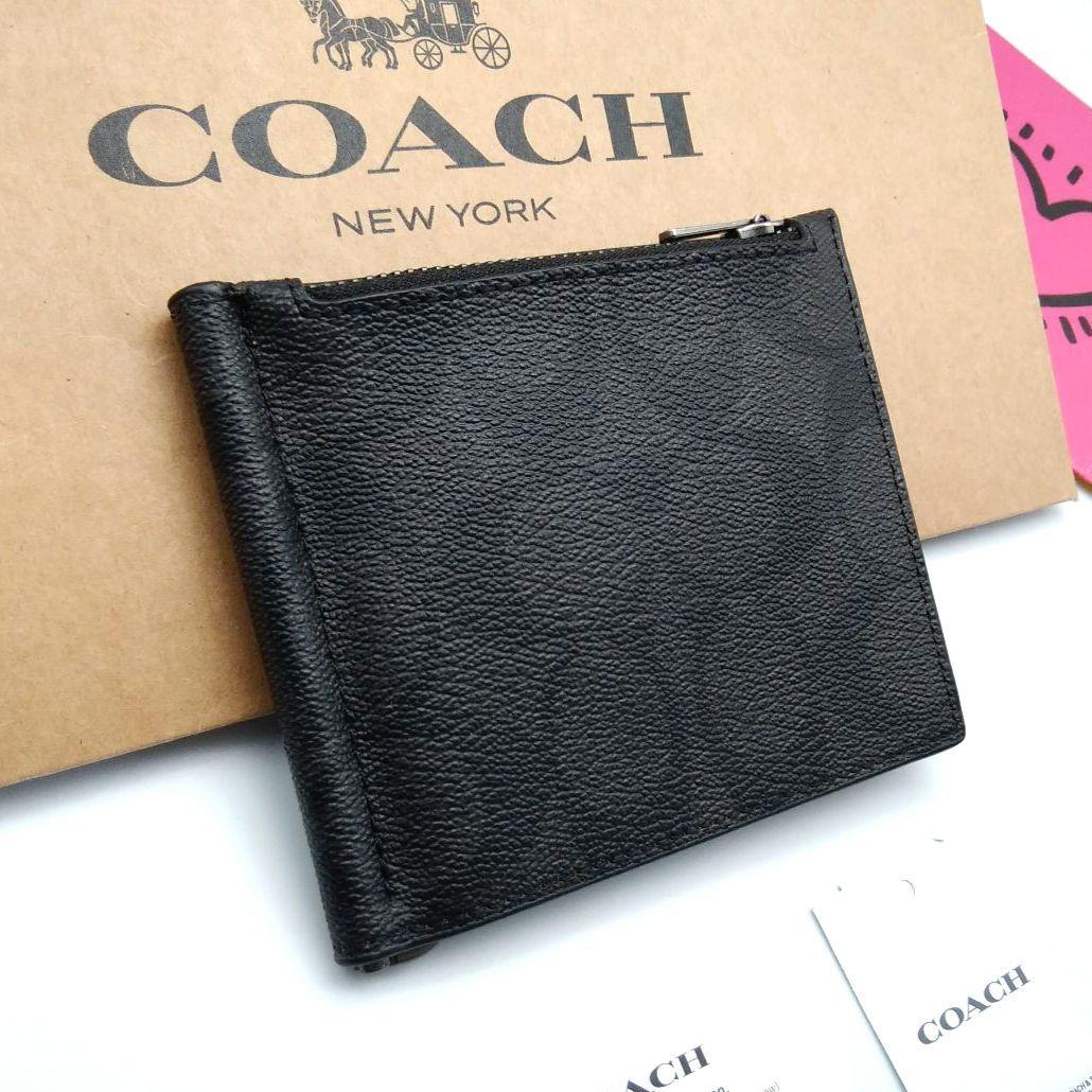 新品　COACH　マネークリップ　財布　メンズ　人気の小銭入れ付き